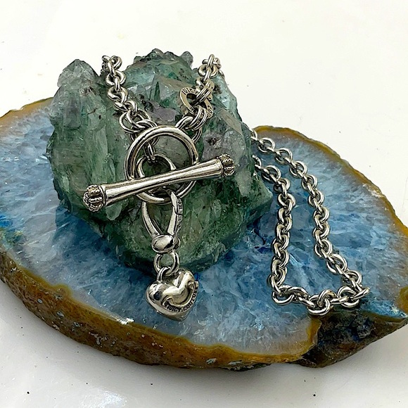 16” Juicy Couture Silver Heart Pendant Necklace Featuring A Puffy Heart. - Picture 4 of 5